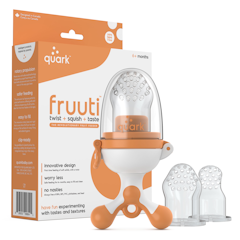 Save $2 on any of the following Quark Products:  FRUUTI, THIINGY, CHIILL, OR STORII.    FRUUTI is a intelligently designed baby fruit feeder that is more sanitary and easier to clean.  Introduce new foods and textures to your baby with a simple twist of the base. THIINGY sensory teething ball is a fun-to-hold and safe-to-chew sensory teething ball with an integrated soft rattle which can be frozen to soothe sore gums.   CHIILL freezer comes with a transparent silicone lid for easy inventory.  Just fill, freeze, pop out portions and reheat as needed.  STORII containers feature an integrated ice pack which clips into the lid, and are dishwasher, freezer, and microwave safe.