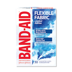 BAND-AID® Brand Flexible Fabric Adhesive Bandages in Limited Edition Wildflower and Water Colour designs. These bandages are made with Memory Weave fabric to cover and protect minor wounds, cuts, and scrapes by stretching, bending, and flexing with your skin as you move. They protect against dirt and germs for up to 24 hours to help with healing. •	Provides comfortable protection that stretches & flexes as you move •	Stays on for up to 24 hours •	Available in Wildflower and Water Colour designs