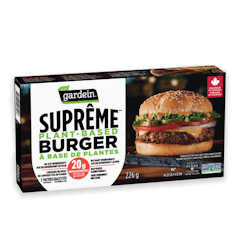 Enjoy the Gardein® Suprême plant-based burger experience! Built like a juicy burger with that satisfying sizzle and mouthwatering flavour - but meatless!
