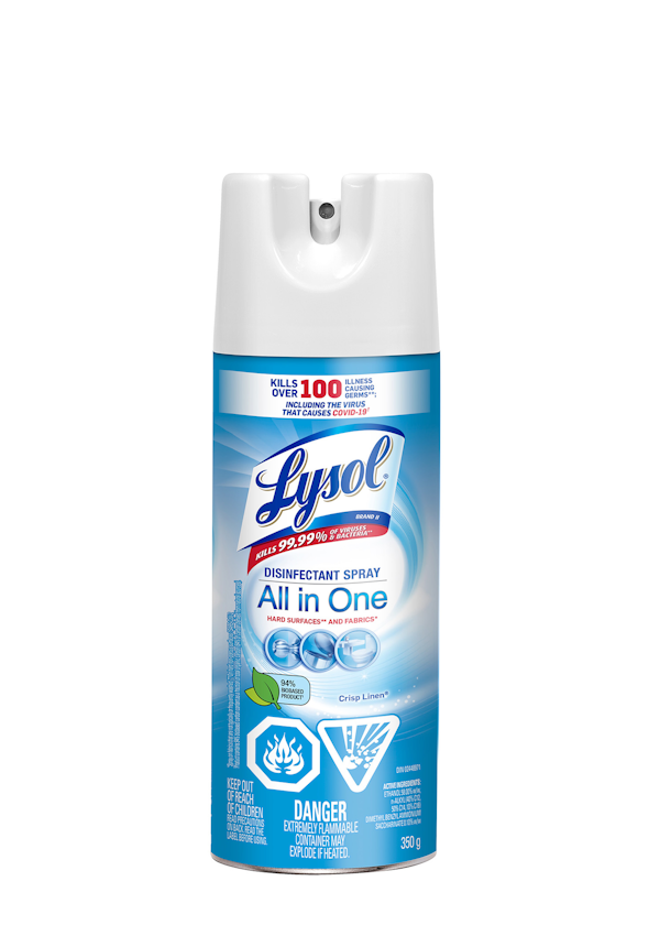 Protect yourself and your loved ones with Lysol Disinfectant Spray as it kills over 100 illness causing germs; including the virus that causes COVID-19 (SARS-COV-2).