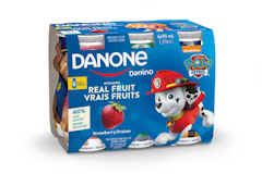 Danino products have 5g sugar per 93mL serving, while delivering the calcium your little ones need to help form and maintain strong teeth and bones.  Made with 100% Canadian cow’s milk and real fruit purée. Yogurt that provides a source of calcium with no artificial additives: that's the Danino promise.