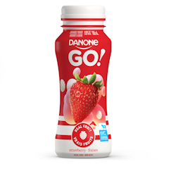 Refuel in a flash with Danone GO! Each refreshing flavour of our all-drinkable yogurt is a source of vitamin A, vitamin D, and calcium, and its deliciously creamy texture starts with 100% Canadian cow’s milk. Each serving contains real fruit.