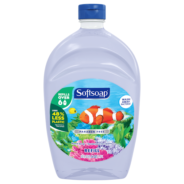 Convenient Refill Size. Refills over 6, 221 mL Pumps. Uses 48% plastic per mL vs. 221 mL pumps. Retains Skin's Natural Moisture.