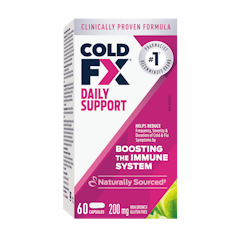 COLD-FX® First Signs: Helps to relieve symtoms of sore throat, fever, headache, runny nose, fatigue  COLD-FX® Daily Support: Helps reduce the frequency, severity & duration of cold & flu symptoms by boosting the immune system. It helps reduce overall symptoms of sore throat, fever, cough, headache, runny nose, nasal congestion, sneezing, malaise, headaches and hoarseness.